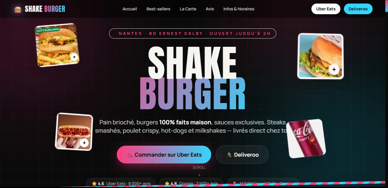 Site Shake Burger réalisé par Studio SEKKO